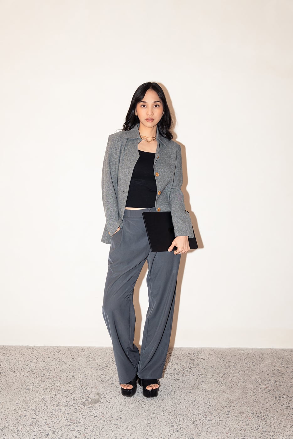 fashion portrait of Harini Sondakh shot at Suluh Bali photography studio with natural light